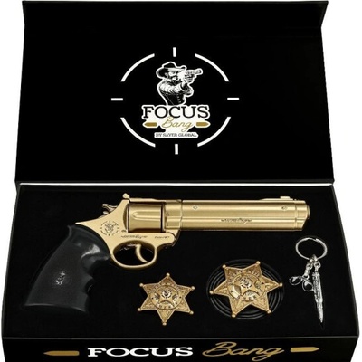 HafoToys Kovový revolver zlatý - krásná dárková sada
