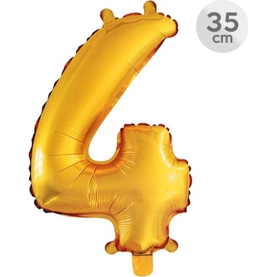 JUNIOR Balón narozeninový 35 cm číslo 4 zlatý