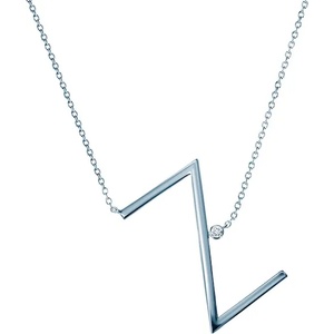 SAVICKI Сребърно колие с буква z, бял сапфир 0.04К, 45 см