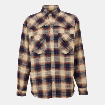 Dsquared2 Риза с дълъг ръкав DSQUARED2 Men's Long Sleeve Cowboy Shirt - Beige/Mix Brown