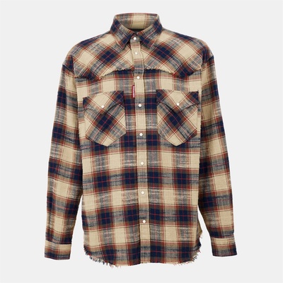 Dsquared2 Риза с дълъг ръкав DSQUARED2 Men's Long Sleeve Cowboy Shirt - Beige/Mix Brown