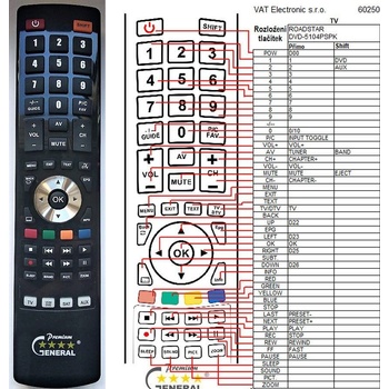 GENERAL ROADSTAR DVD-5104PSPK - съвместимо дистанционно управление на марката General (DVD-5104PSPK)