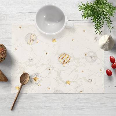 Biante Luxusné vianočné prestieranie Parma PM-138 Strieborno-zlaté vianočné banky na strieborno-krémovom 35x45 cm