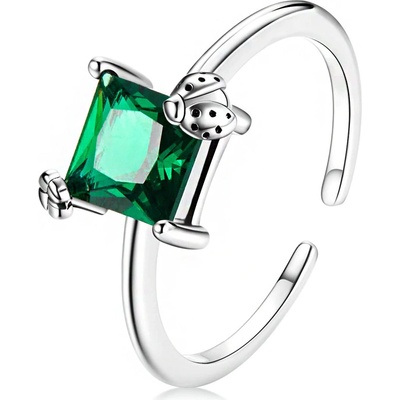 P&J Jewellery Stříbrný prsten Zelený zirkon SRUNI29