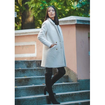 Image 1 of Radek's Collection Елегантно зимно палто букле в бял цвят 12110-120