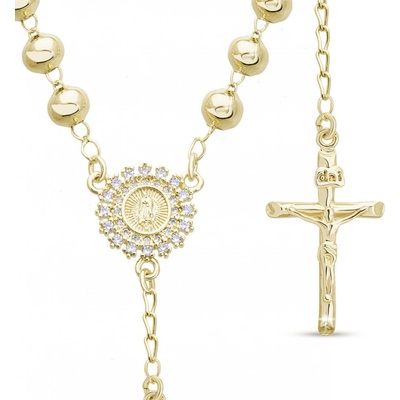 Biju Pozlacený růženec 14k, kruh se zirkony, kuličky 3002199