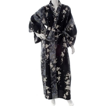 Japonské dámské kimono Yukata Cherry Blossom BLACK dlouhé