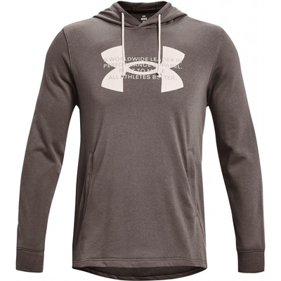 Under Armour Rival Terry logo Hoodie-BRN 1373382-176 šedá