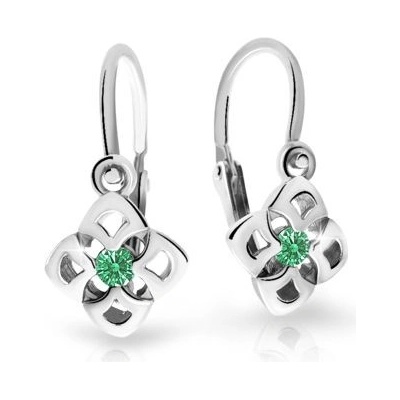 Danfil detské náušnice C2258 z bieleho zlata emerald green brizura