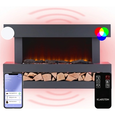 Klarstein Studio Light & Fire 3 Smart elektrický krb 1000/2000 W, MDF, WiFi Control Krémová