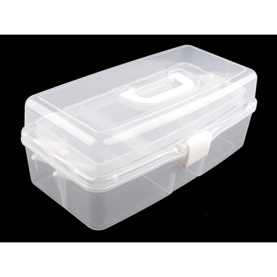 Stoklasa Velký plastový box / kufřík na šití 780630, rozkládací, patrový, transparentní, 41 x 20,5 x 15,5cm – Zboží Dáma