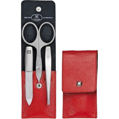 Zwilling Комплект за маникюр TWINOX, 3бр. , червен, кожа, Zwilling (ZW97091002)