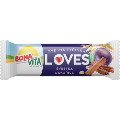 Bona Vita Loves nepečená ovsená tyčinka so sušenými slivkami a škoricou 40 g