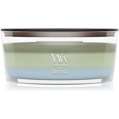 WoodWick Trilogy Verdant Woods ароматна свещ с дървен фитил 453.6 гр