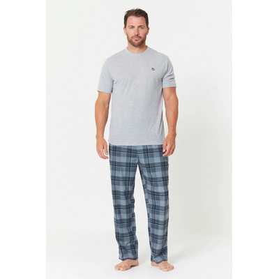 Studio Пижама Studio T Shirt and Fleece Check Bottoms Pyjama Set - Grey