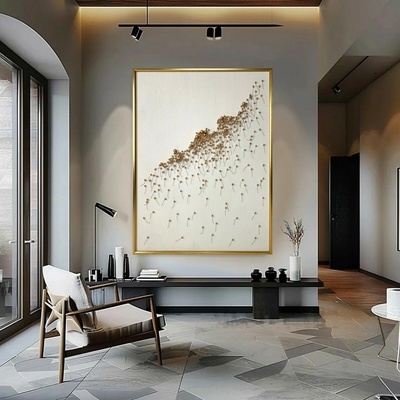 Abstraktný obraz zlatý - luxusný prvok v elegantnom zlatom ráme - HARMONY 90 × 120 cm