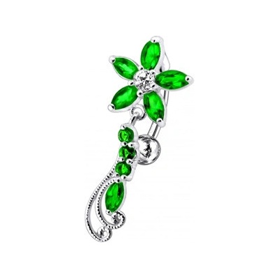 Šperky4U stříbrný piercing do pupíku tmavě zelené zirkony BP01194-E