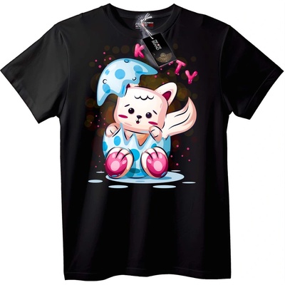 NOONEBRAND Тениска Сладко Коте с Гъба - 2XL, White