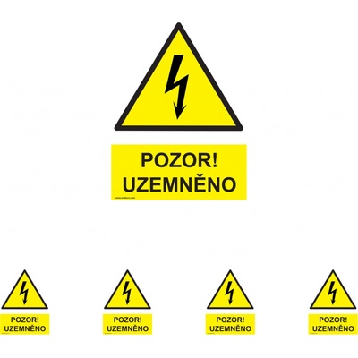 Walteco Pozor uzemněno 210x297mm, formát A4, plastová tabulka Množství: 5 ks , 20047BP1