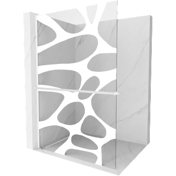 Mexen Kioto+ L душ стена с рафт Walk-in 90 x 200 см, бяла вълна, бял - 800-090-123-20-97 (800-090-123-20-97)