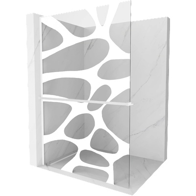 Mexen Kioto+ L душ стена с рафт Walk-in 90 x 200 см, бяла вълна, бял - 800-090-123-20-97 (800-090-123-20-97)