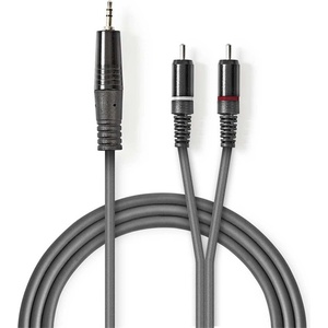 Nedis Недис COTH22200GY30 полупрофесионален аудиокабел, 3, 5 мм стерео жак - 2 x RCA щепсел, 3 м, гъвкав (COTH22200GY30)