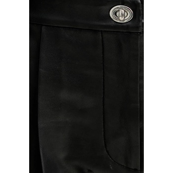 Stand Studio Кожени къси панталони Stand Studio Paulin в черно с изчистен дизайн с висока талия 66446-7870 (66446.7870)