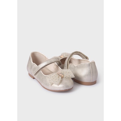 Mayoral balerínky kožené s tylovou mašličkou zlaté