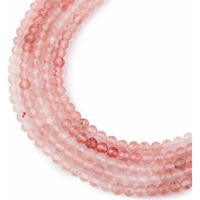 Koráliky z minerálu Jahodový Krištáľ gradient 3mm brúsené - 18 cm