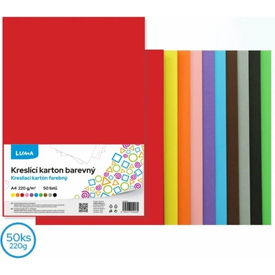 Kreslící karton LUMA barevný A4, 220g/m² - 50 ks
