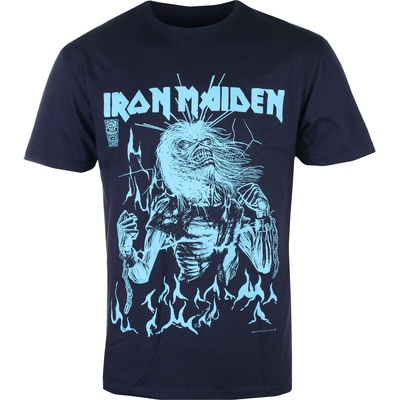 ROCK OFF Мъжка тениска Iron Maiden - 50 Life After Death Flames Blue - ROCK OFF - IMTEE201MN