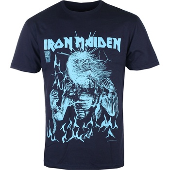 ROCK OFF Мъжка тениска Iron Maiden - 50 Life After Death Flames Blue - ROCK OFF - IMTEE201MN