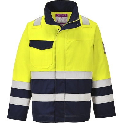 Portwest MV25 Hi Vis Modaflame Nehorľavá reflexná bunda žltá tmavomodrá žltá tmavomodrá