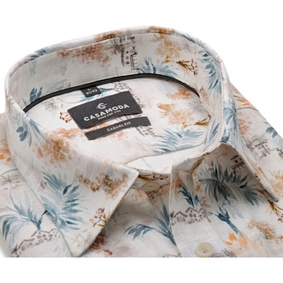 Casa Moda Casual Fit designová lněná s motivy oázy krátký rukáv