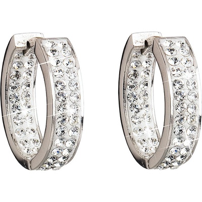 Evolution Group strieborné náušnice kruhy s kryštálmi Swarovski biely kruh 31120.1