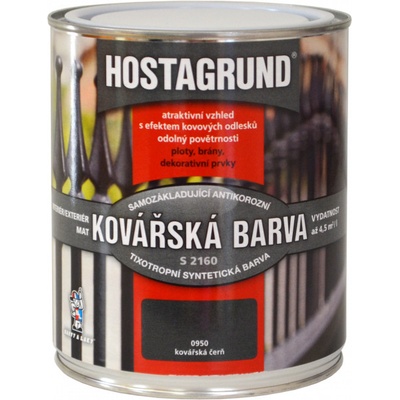 HOSTAGRUND 2v1 základná aj vrchná farba na železo S2160 kováčska čerň, 4L