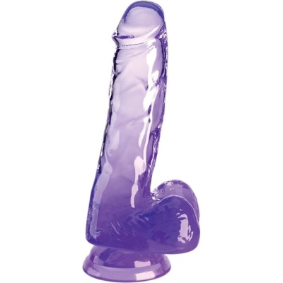 Pipedream King Cock Clear 6" Cock with Balls purple dildo