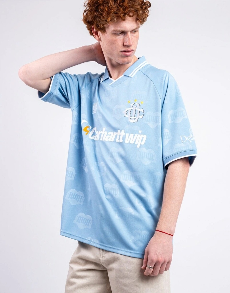 ウェア Carhartt WIP S/S HARTS FOOTBALL BLUEBIRD Carhartt WIP Hartts Football T-Shirt - blue (heart train