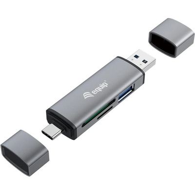 Equip 245460 четец на карти USB 3.2 Gen 1 (3.1 Gen 1) Type-A/Type-C Сив (245460) (245460)