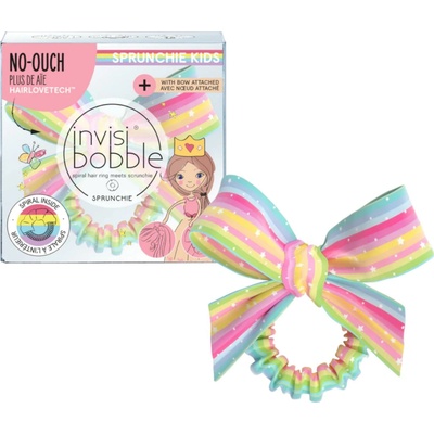 Detská ozdobná špirálová gumička s mašľou Invisibobble Sprunchie Kids Let's Chase Rainbow (IB-KI-SPHP102)