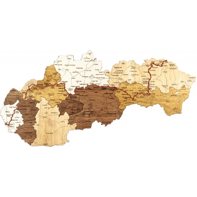 Cesta Hrdinov SNP - drevená mapa 200 x 100 cm (kraje)