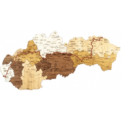 Cesta Hrdinov SNP - drevená mapa 100 x 50 cm (kraje)