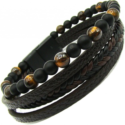 Steel Jewelry Pánský kožený náramek hnědý NR240234
