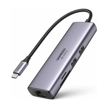 UGREEN CM512 7в1 USB-C хъб HDMI 4K@60Hz, RJ45 1Gbps, PD 100W