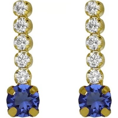 Victoria Cruz Třpytivé visací náušnice s modrým krystalem Shine A4669-08DT