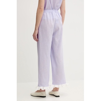 The Sleeper Ленен панталон The Sleeper в лилаво със стандартна кройка, с висока талия PFPT01P009R (PFPT01P009R)