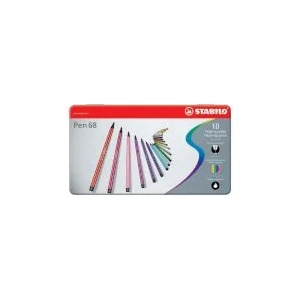 STABILO Тънкописец Pen 68 10 цвята в метална кутия