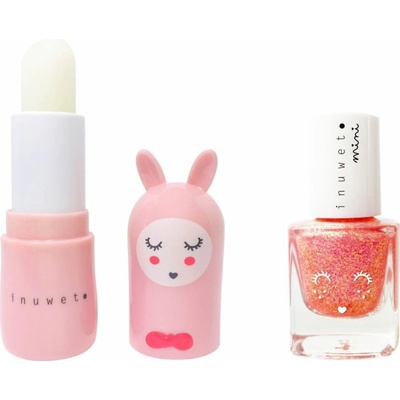 Dárková sada Inuwet balzám na rty a lak na nehty na bázi vody - Strawberry Light Pink uni