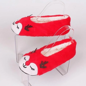 Image 1 of Коледни пантофи-балеринки в червено с еленче