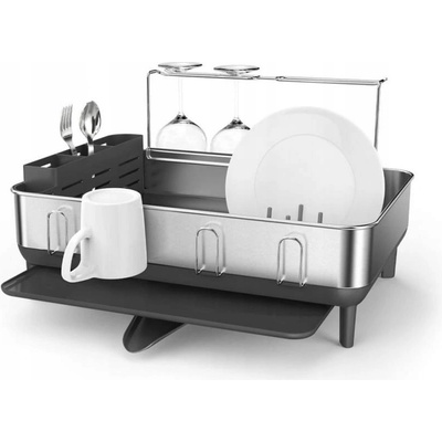 Simplehuman Odkapávač na nádobí Simplehuman s držákem na skleničky, rám z nerez oceli, šedý plast, FPP, KT1181